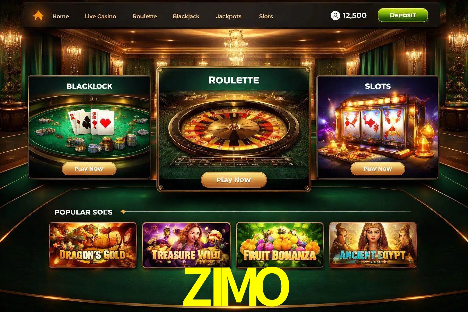 Vista de la plataforma ZIMO Casino mostrando categorías organizadas de juegos en línea